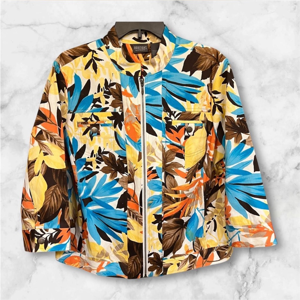 Chico's Additions Multicolor Tropical Jacket fall jacket cotton jacket XL